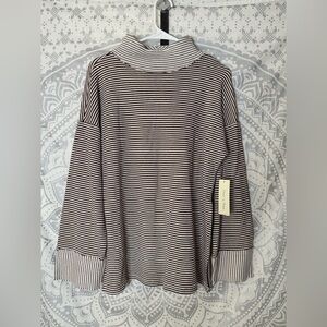 Doe & Rae Burgundy and White Striped Top